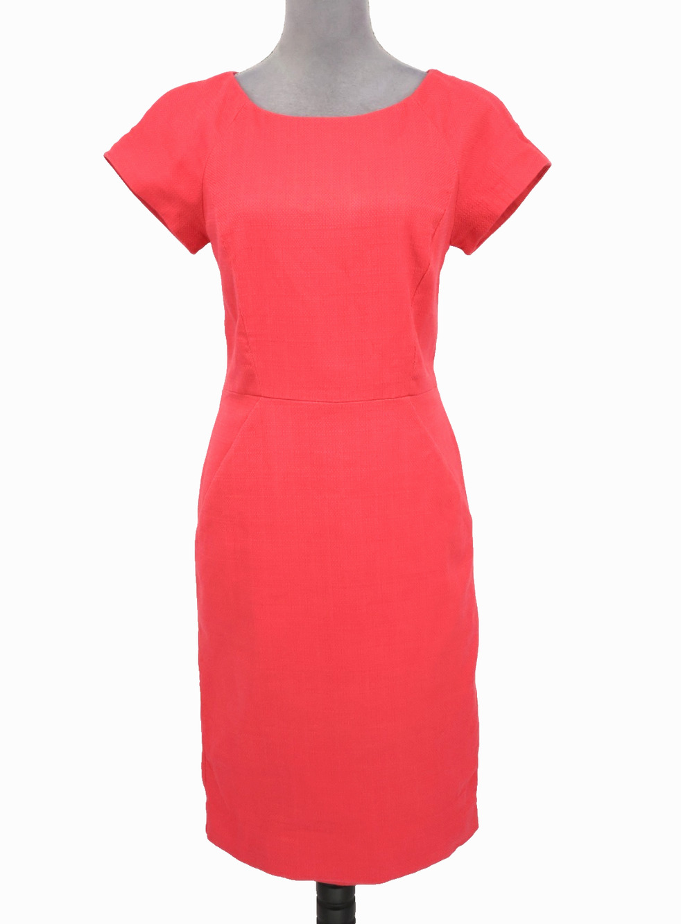 J Crew Dress Womens 6 Salmon Pink Woven Sheath Back Zip Lined Fitted Career